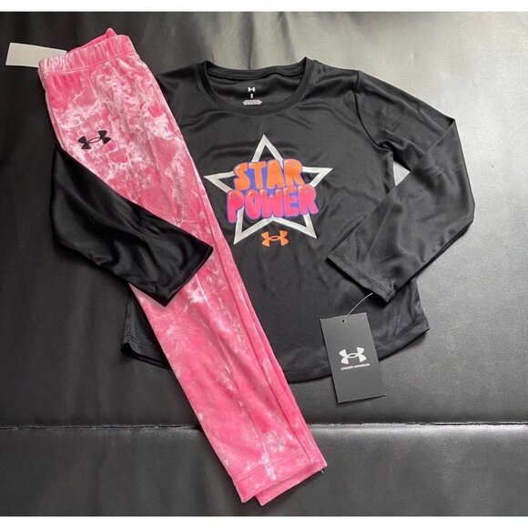 NWT Under Armour Velour Leggings & Glitter Tunic Set Girls Size 5